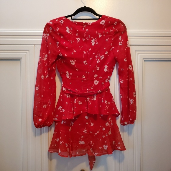 Love, fire red floral dress - Picture 3 of 4